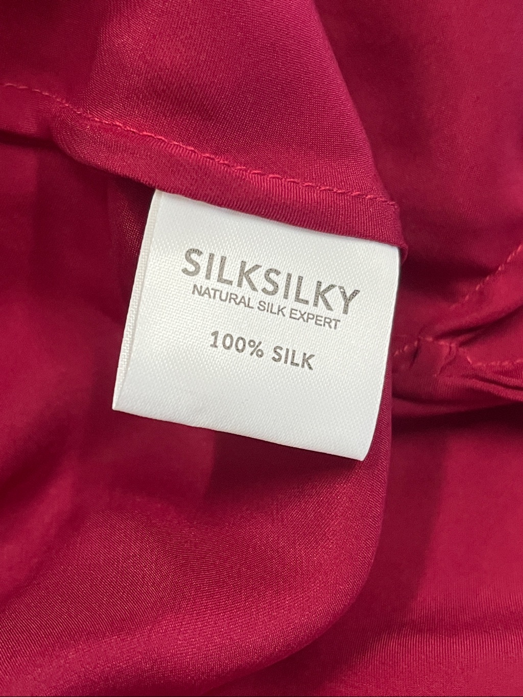 Women's 100% Silk Silksilky Satin A-Line Dress In Deep Magenta Size L — image 6 of 7